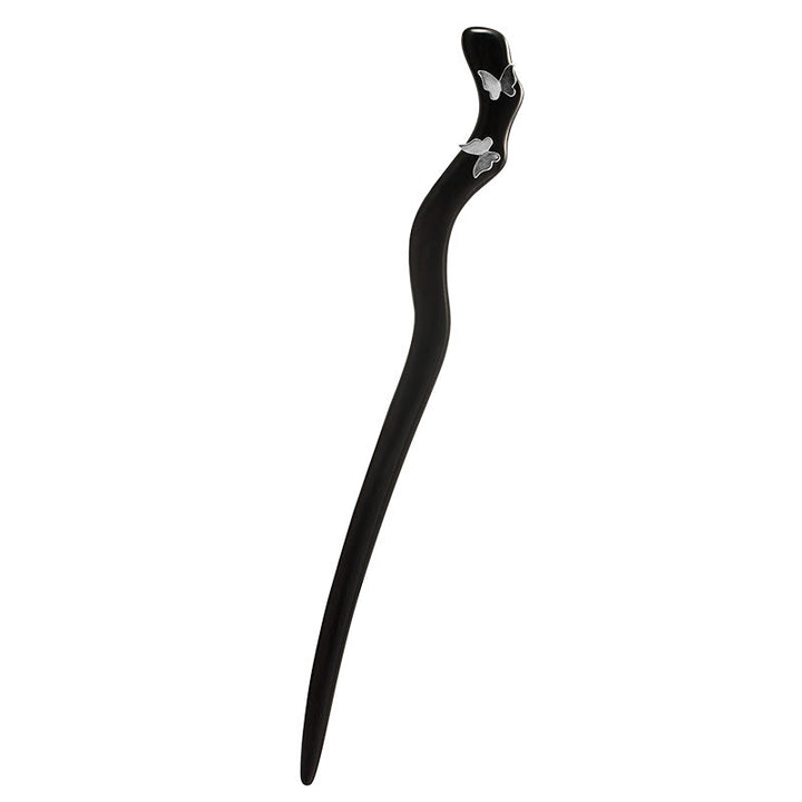 Buddha Stones 925 Sterling Silver Classical Chinese Style Ebony Butterfly Relax Hairpin - image 6