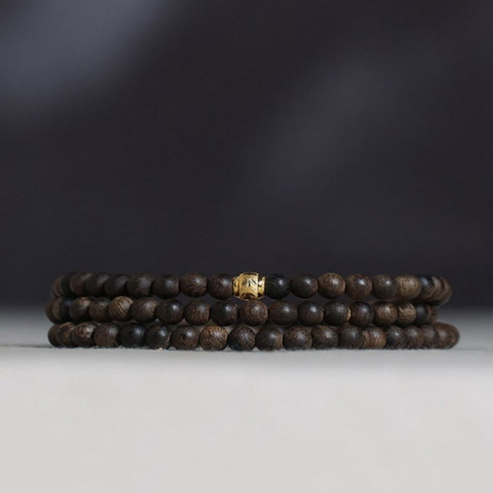 Buddha Stones 108 Mala Beads 999 Gold Bead Rare 5mm Brunei Black Qinan Agarwood Peace Strength Bracelet