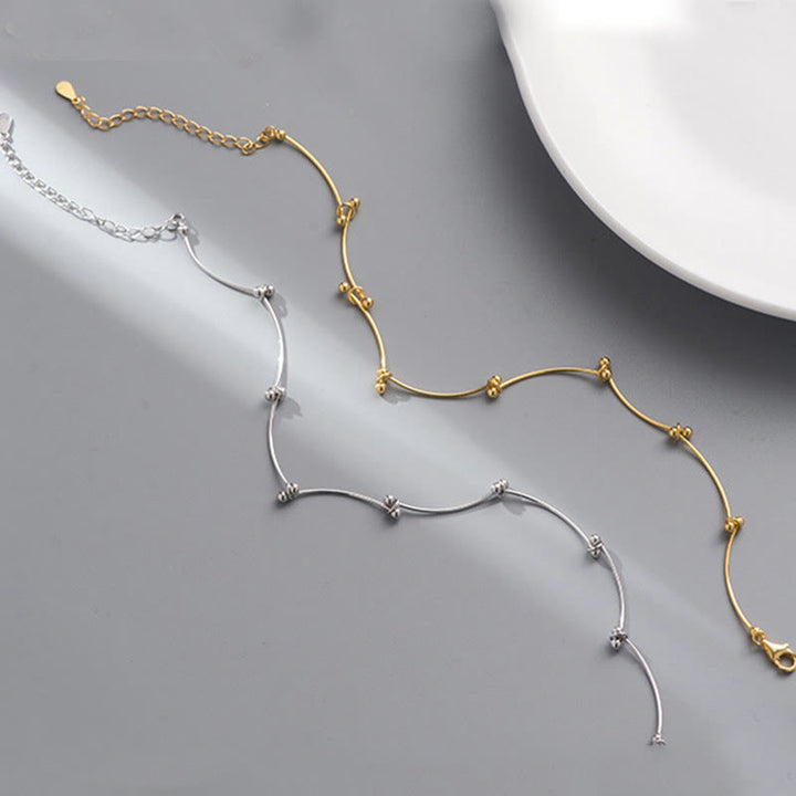 Buddha Stones 925 Sterling Silver Simple Wave Shape Protection Anklet - image 9