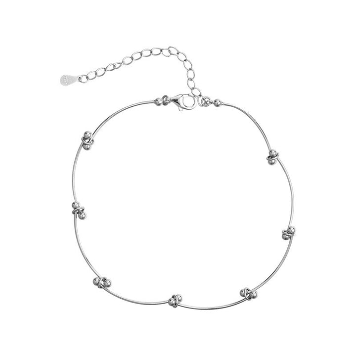 Buddha Stones 925 Sterling Silver Simple Wave Shape Protection Anklet
