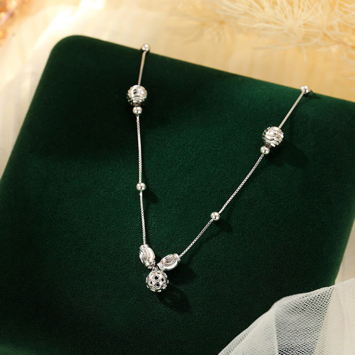 Buddha Stones 925 Sterling Silver Simple Bell Bead Blessing Anklet - image 5