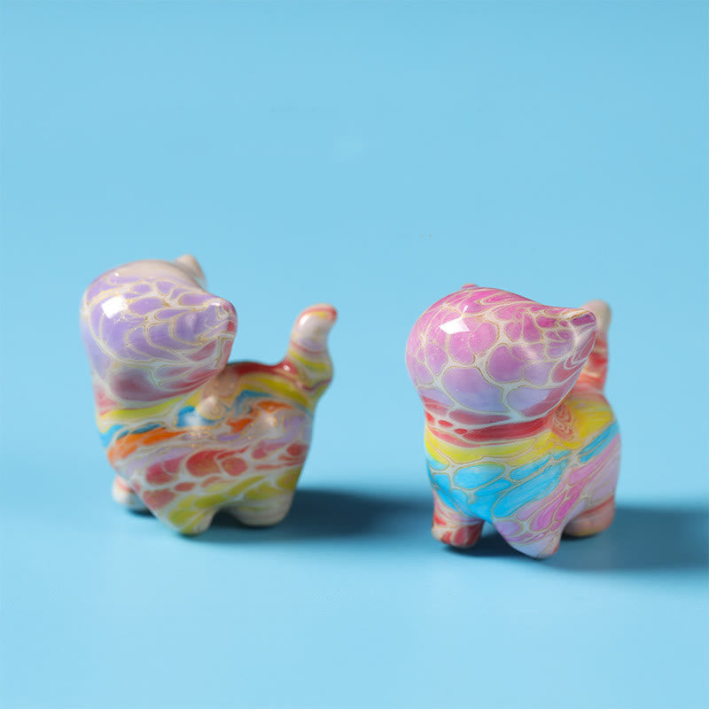 Buddha Stones Lacquer Craft Cute Cat  Ebony Blessing Desk Decoration - image 2