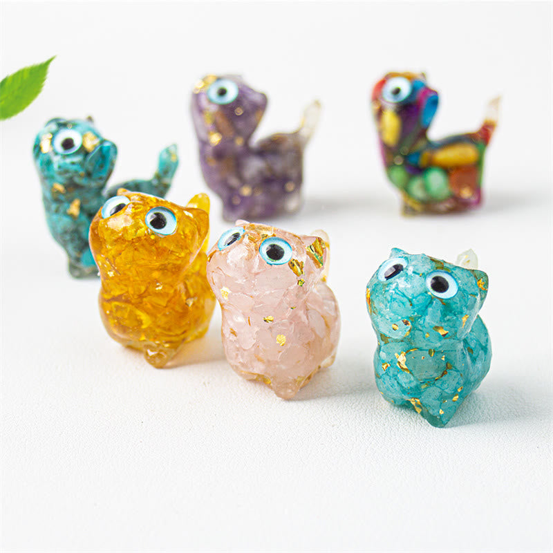 Buddha Stones Natural Crystal Turquoise Aquamarine Amethyst Cat Protection Decoration - image 0