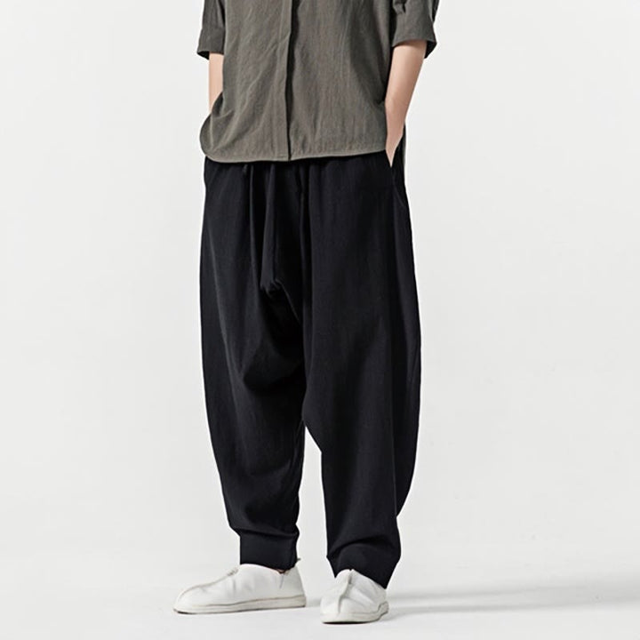 Buddha Stones Spring Solid Color Drawstring Men's Harem Pants With Pockets - image 15