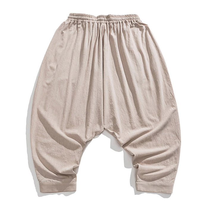 Buddha Stones Spring Solid Color Drawstring Men's Harem Pants With Pockets - image 33