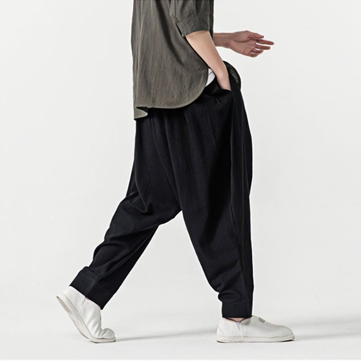Buddha Stones Spring Solid Color Drawstring Men's Harem Pants With Pockets - image 13