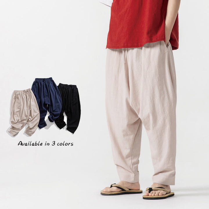 Buddha Stones Spring Solid Color Drawstring Men's Harem Pants With Pockets - Beige - US/UK/AU46，EU56 (5XL) - image 18