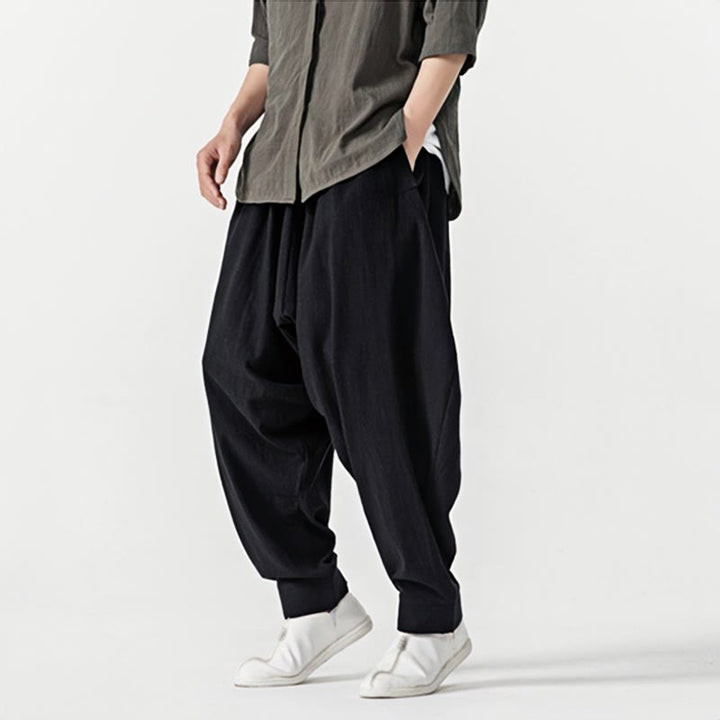 Buddha Stones Spring Solid Color Drawstring Men's Harem Pants With Pockets - image 14