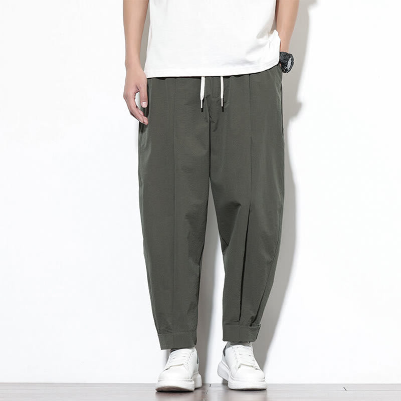 Buddha Stones Casual Solid Color Drawstring Men's Harem Pants With Pockets - Olive - US/UK/AU46，EU56 (5XL) - image 17