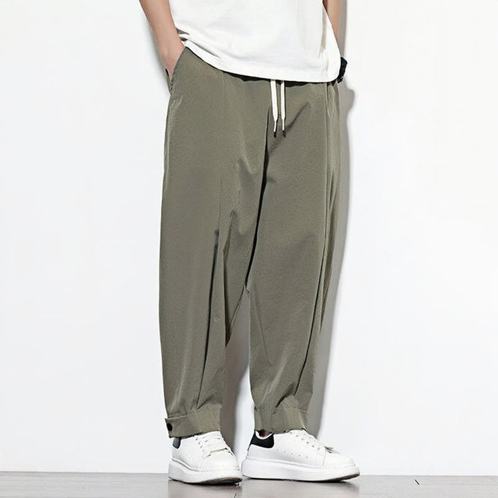Buddha Stones Casual Solid Color Drawstring Men's Harem Pants With Pockets - image 5