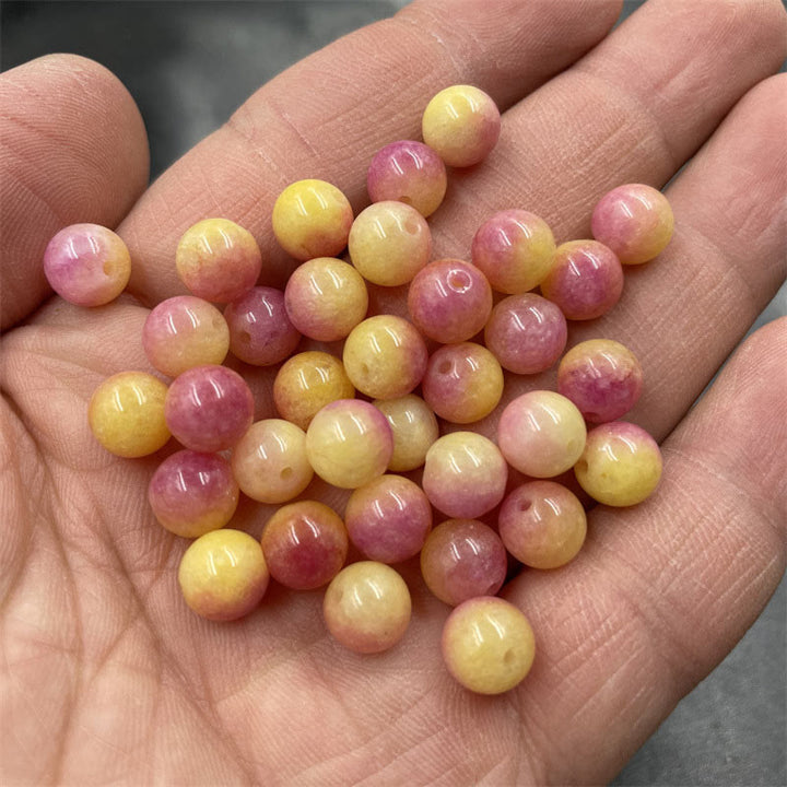 Buddha Stones Natural Quartzite Jade Dyed Yellow Beads Peace Bracelet