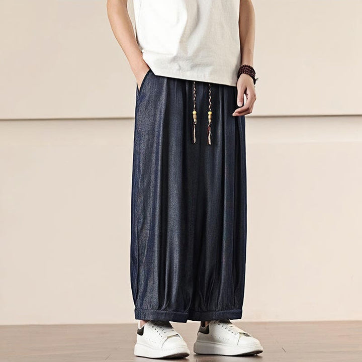 Buddha Stones Spring Solid Color Drawstring Men's Wide Leg Pants With Pockets - image 36