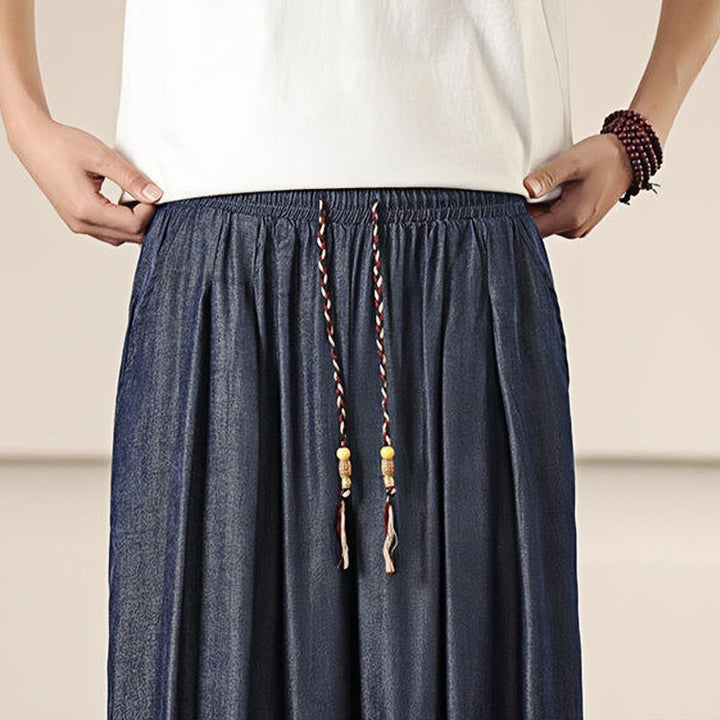Buddha Stones Spring Solid Color Drawstring Men's Wide Leg Pants With Pockets - image 39