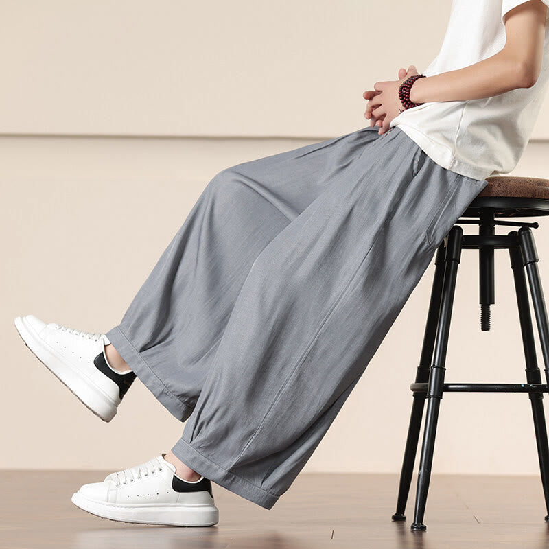 Buddha Stones Spring Solid Color Drawstring Men's Wide Leg Pants With Pockets - Gray - US/UK/AU46，EU56 (5XL) - image 8