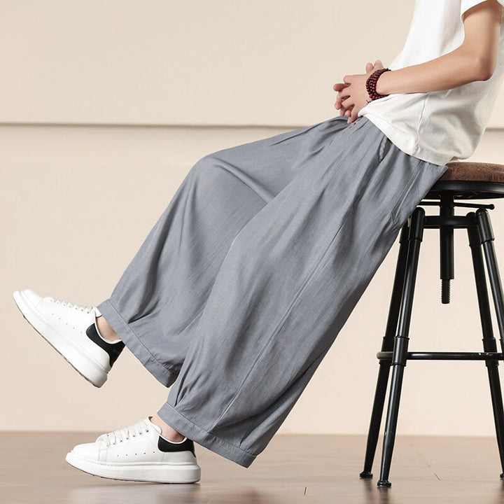 Buddha Stones Spring Solid Color Drawstring Men's Wide Leg Pants With Pockets - Gray - US/UK/AU46，EU56 (5XL) - image 8