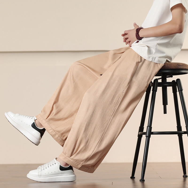 Buddha Stones Spring Solid Color Drawstring Men's Wide Leg Pants With Pockets - BurlyWood - US/UK/AU46，EU56 (5XL) - image 16