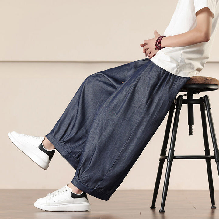 Buddha Stones Spring Solid Color Drawstring Men's Wide Leg Pants With Pockets - Navy - US/UK/AU46，EU56 (5XL) - image 32