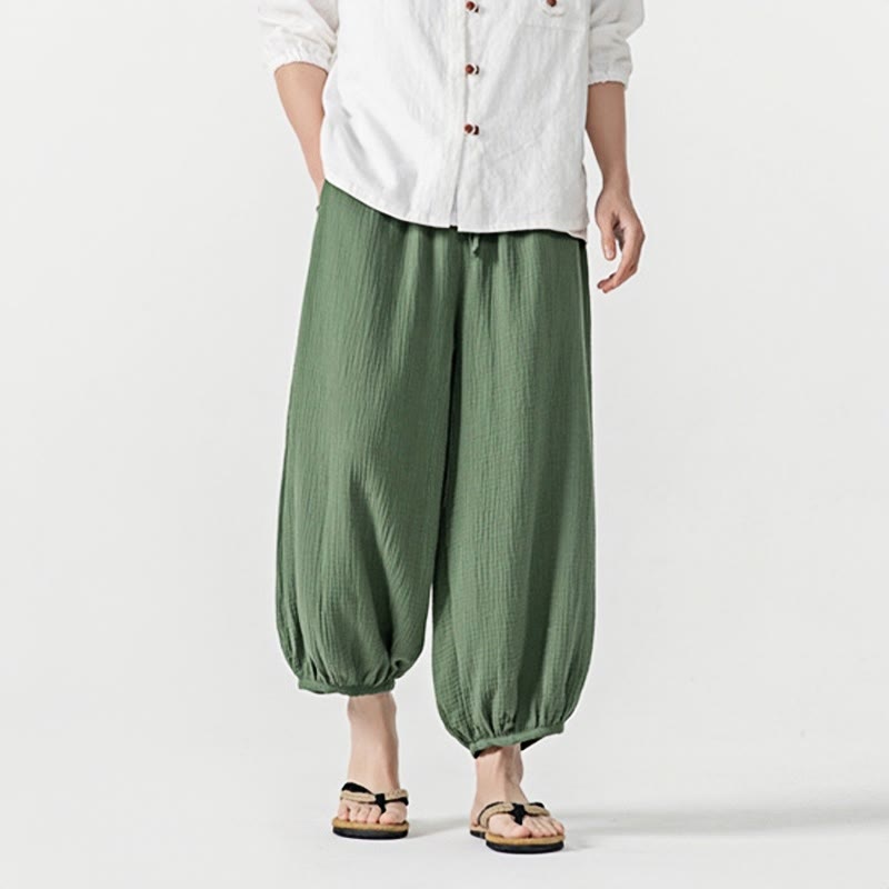 Buddha Stones Soft Solid Color Drawstring Cotton Men's Pants With Pockets - image 35