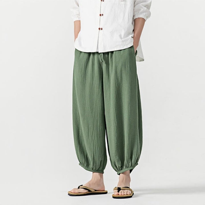 Buddha Stones Soft Solid Color Drawstring Cotton Men's Pants With Pockets - image 34