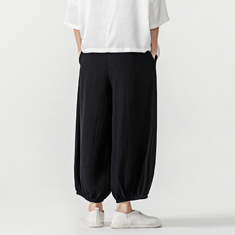 Buddha Stones Soft Solid Color Drawstring Cotton Men's Pants With Pockets - image 15