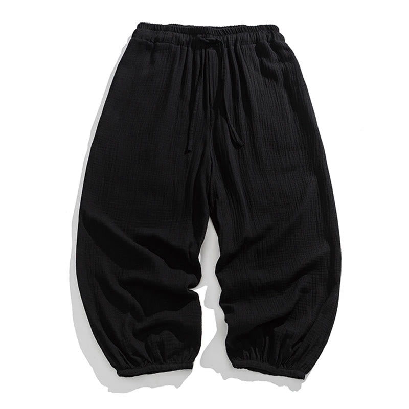 Buddha Stones Soft Solid Color Drawstring Cotton Men's Pants With Pockets - Black - US/UK/AU46，EU56 (5XL) - image 13