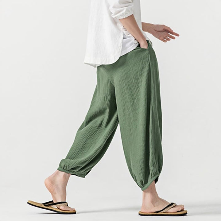 Buddha Stones Soft Solid Color Drawstring Cotton Men's Pants With Pockets - image 40