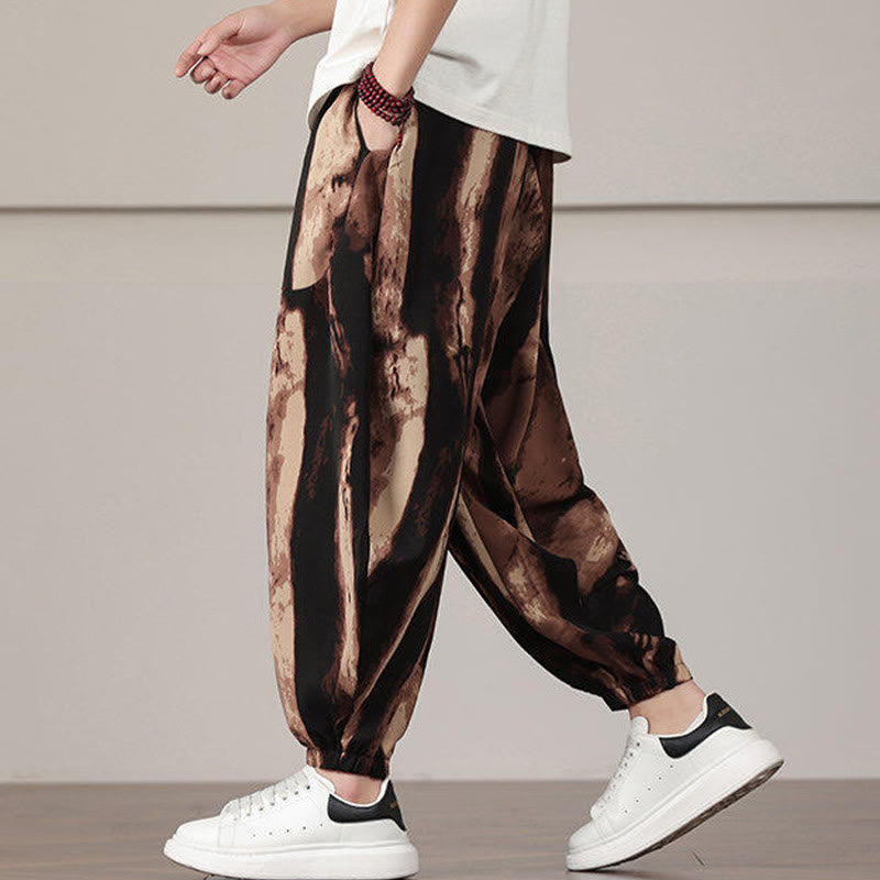 Buddha Stones Stripe Pattern Drawstring Men's Harem Pants With Pockets - image 14