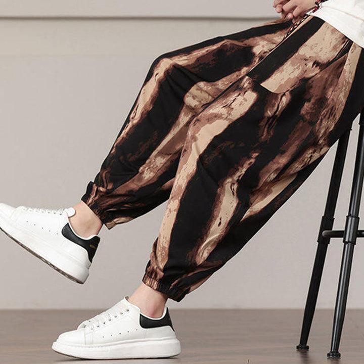 Buddha Stones Stripe Pattern Drawstring Men's Harem Pants With Pockets - image 15