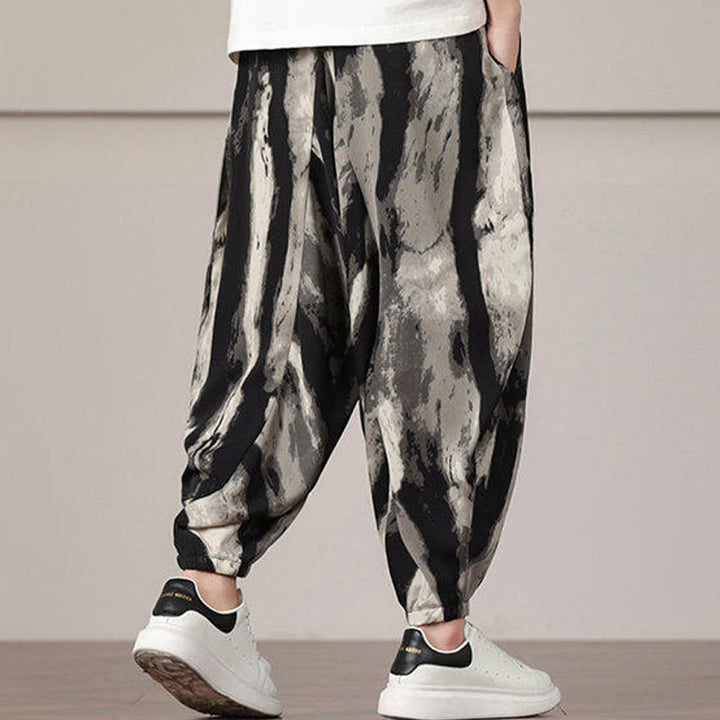 Buddha Stones Stripe Pattern Drawstring Men's Harem Pants With Pockets - image 2