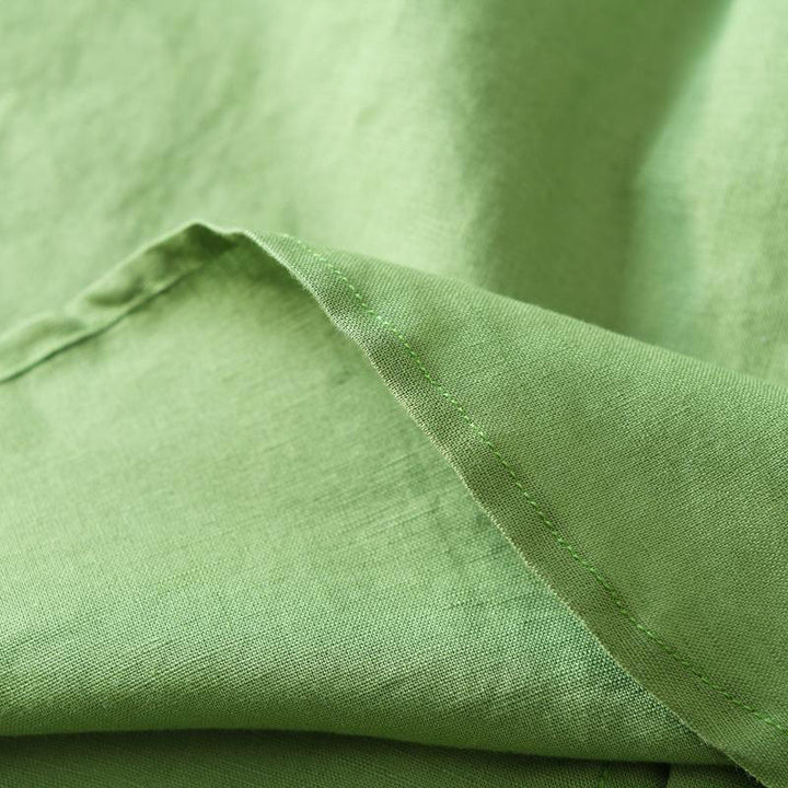 Buddha Stones Simple Style Short Sleeve Button Cotton Linen Men's Shirt - image 4