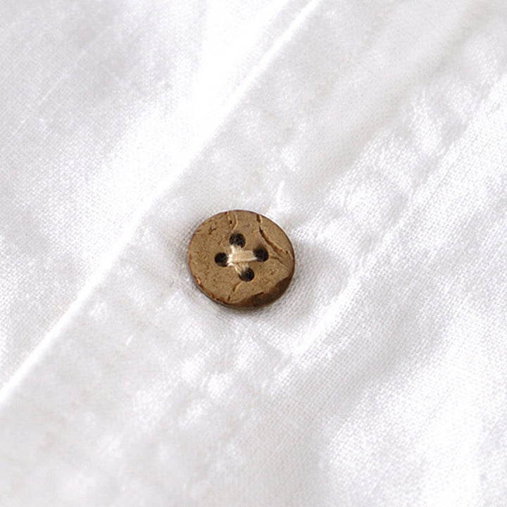 Buddha Stones Summer Stand Collar Short Sleeve Cotton Linen Half Button Men's Shirt - image 10