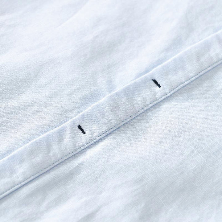 Buddha Stones Causal Simple Design Short Sleeve Cotton Linen Half Button Men's Shirt - image 13