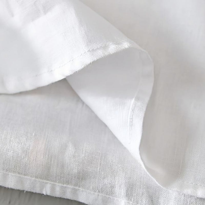 Buddha Stones Daily Solid Color Stand Collar Half Sleeve Linen Half Button Men's Shirt - image 11