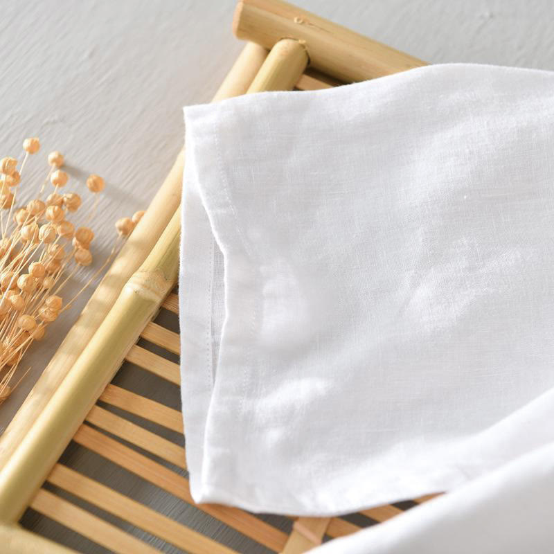 Buddha Stones Daily Solid Color Stand Collar Half Sleeve Linen Half Button Men's Shirt - image 9