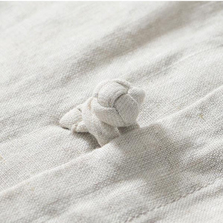 Buddha Stones Daily Frog-Button Stand Collar Short Sleeve Linen Men's Shirt - image 16
