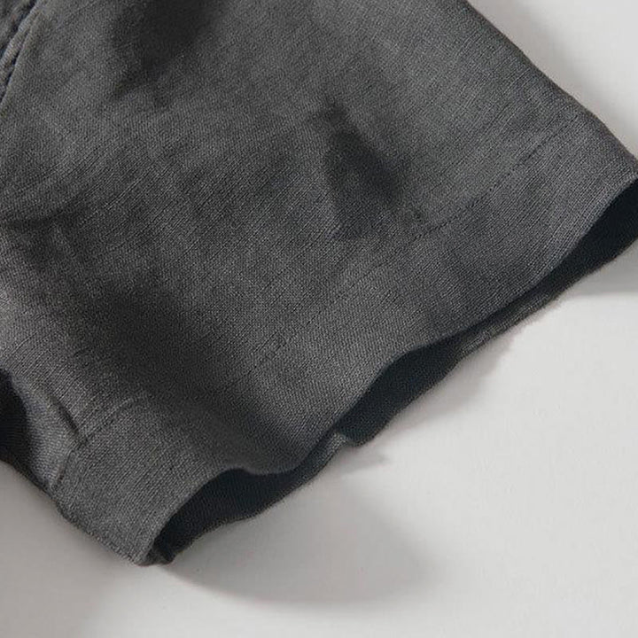 Buddha Stones Daily Frog-Button Stand Collar Short Sleeve Linen Men's Shirt - image 4