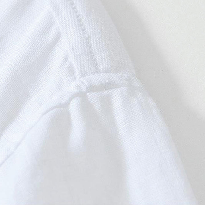 Buddha Stones Daily Frog-Button Stand Collar Short Sleeve Linen Men's Shirt - image 9