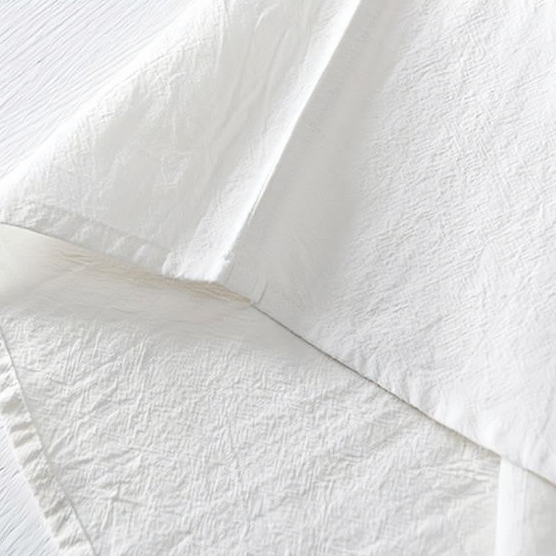 Buddha Stones Frog-button Mandarin Collar Embroidery Cotton Linen Short Sleeve Men's Shirt - image 18