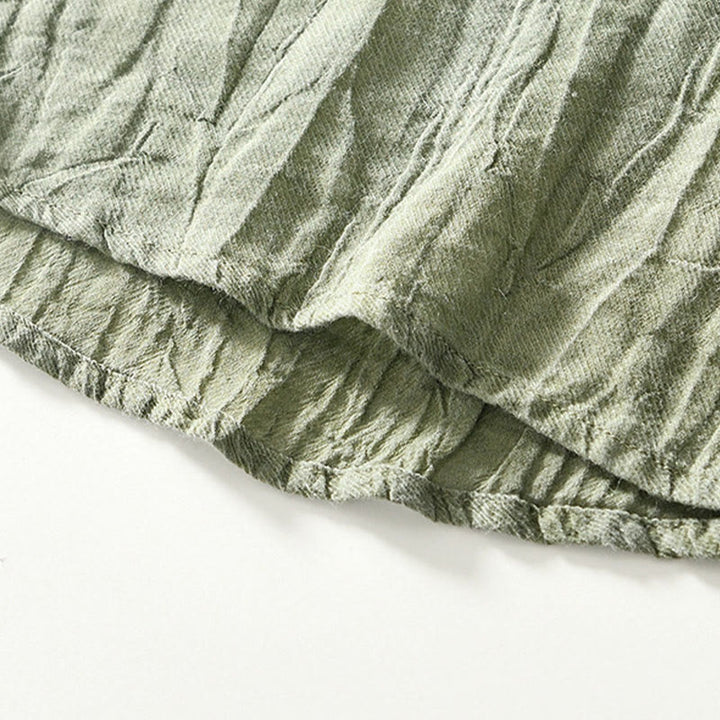 Buddha Stones Causal Plain Lapel Ramie Linen Half Button Men's Shirt - image 24