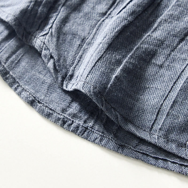 Buddha Stones Causal Plain Lapel Ramie Linen Half Button Men's Shirt - image 16