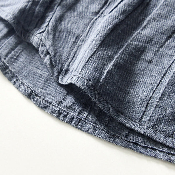 Buddha Stones Causal Plain Lapel Ramie Linen Half Button Men's Shirt - image 16