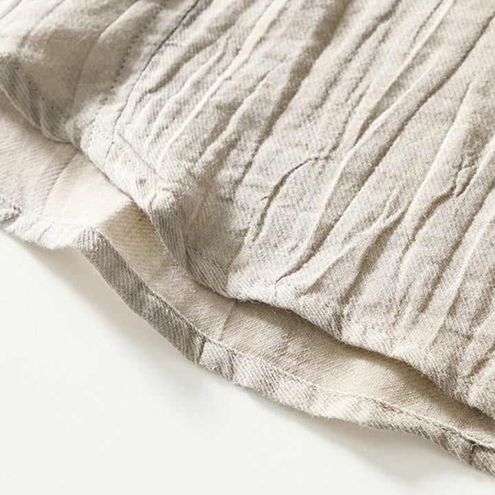 Buddha Stones Causal Plain Lapel Ramie Linen Half Button Men's Shirt - image 5