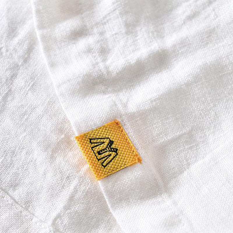 Buddha Stones Simple Design Short Sleeve Lapel Linen Half Button Men's Shirt - image 10