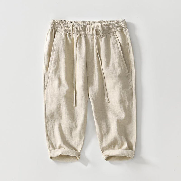 Buddha Stones Versatile Casual Drawstring 7-8 Length Cotton Linen Men's Pants With Pockets - Beige - US/UK/AU42，EU52 (3XL) - image 0