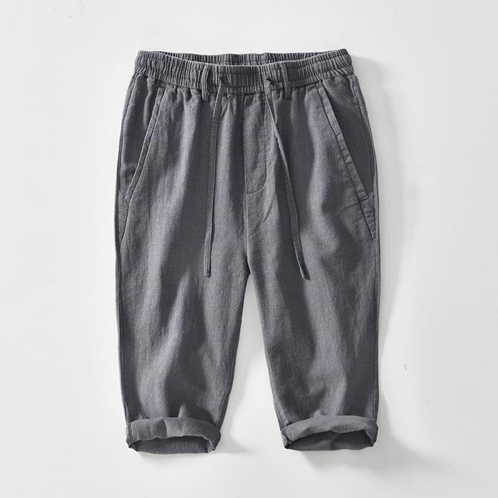 Buddha Stones Versatile Casual Drawstring 7-8 Length Cotton Linen Men's Pants With Pockets - DimGray - US/UK/AU42，EU52 (3XL) - image 10