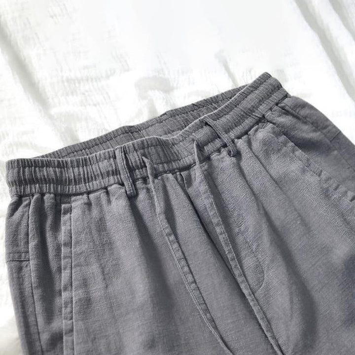 Buddha Stones Drawstring Simple Design 7-8 Length Cotton Linen Men's Pants With Pockets - image 11