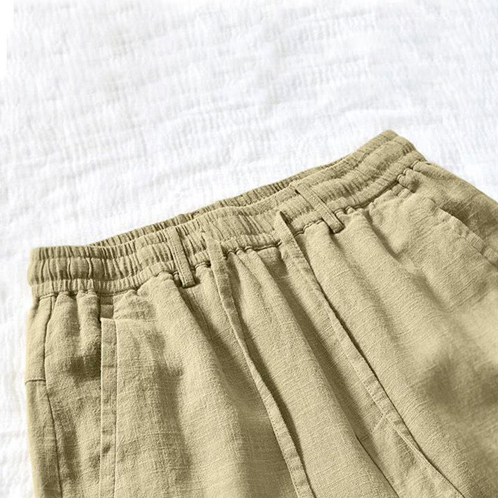 Buddha Stones Drawstring Simple Design 7-8 Length Cotton Linen Men's Pants With Pockets - image 16