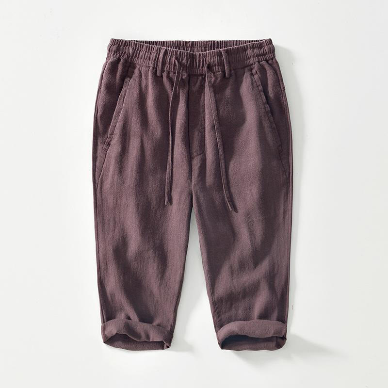 Buddha Stones Versatile Casual Drawstring 7-8 Length Cotton Linen Men's Pants With Pockets - Brown - US/UK/AU42，EU52 (3XL) - image 5