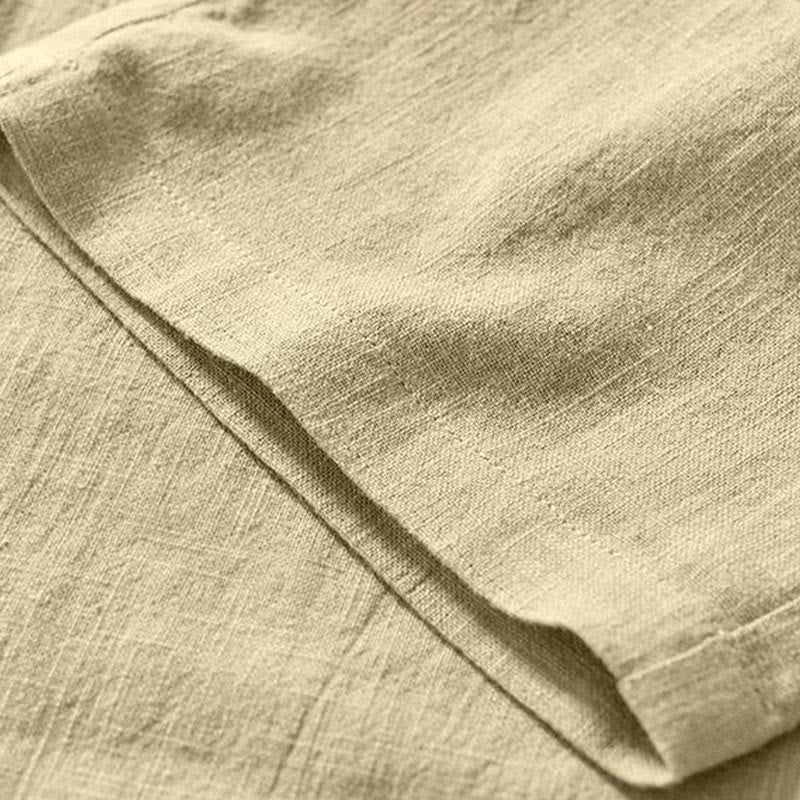 Buddha Stones Drawstring Simple Design 7-8 Length Cotton Linen Men's Pants With Pockets - image 19