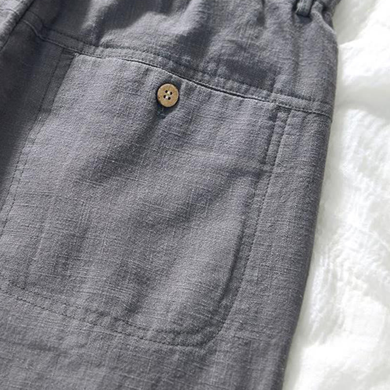 Buddha Stones Versatile Casual Drawstring 7-8 Length Cotton Linen Men's Pants With Pockets - image 13